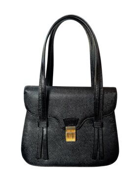 Bienen Davis Vintage Black Hand Bag with Gold Hardware